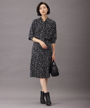 J.PRESS LADIES S 【洗える】ピーチサテン フラワープリント スカート ネイビー系5