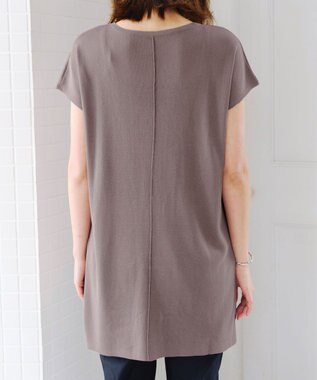 Tiaclasse 【洗える】フレンチスリーブニットチュニック モカ