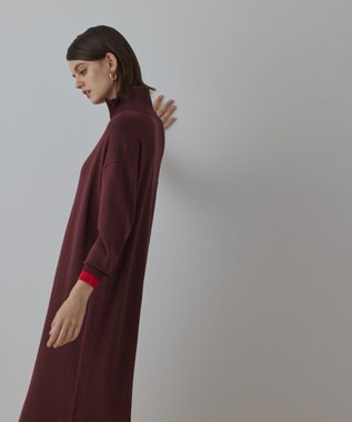 GRACE CONTINENTAL バイカラーストレートニットワンピース ブラウン