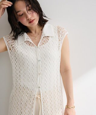 Green Parks 衿付きレースジレ Off White