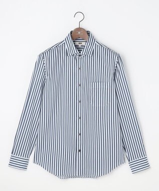 JOSEPH ABBOUD 【キングサイズ・ストレッチ・イージーケア・JAPANファブリック】ストライプストレッチ シャツ ネイビー系1