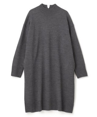 UNFILO 【洗える】チュニック ニットワンピース チャコール