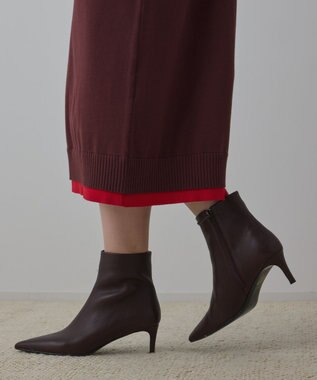 GRACE CONTINENTAL バイカラーストレートニットワンピース ブラウン