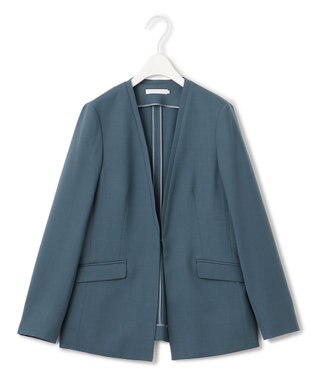 ICB 【UVケア・洗える】ウール2WAYストレッチ ノーカラージャケット ダルブルー系