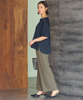 自由区 【WEB限定・洗える・XSサイズあり】トリコットジャージー カットソー ネイビー系