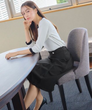 Tiaclasse 【ダブルクロス・洗える】アシンメトリープリーツスカート ブラック