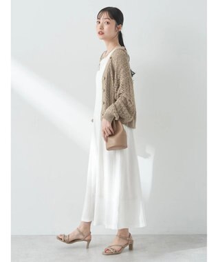 earth music&ecology ファンシーヤーンすかしニットカーディガン Beige