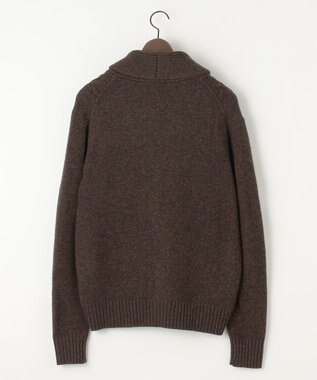 JOSEPH ABBOUD 【イタリア糸使用/軽く暖かい】 ラムウールケーブル柄ショールカラーカーデ カーキ系