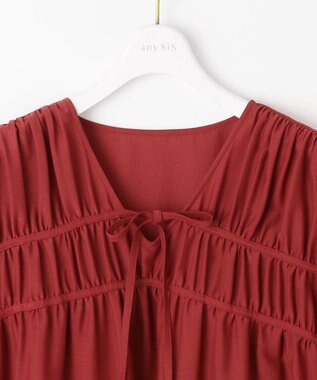 ANY SIS 【洗える】 ギャザーテント ブラウス レンガ