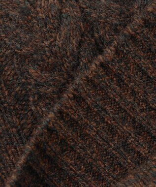JOSEPH ABBOUD 【イタリア糸使用/軽く暖かい】 ラムウールケーブル柄ショールカラーカーデ カーキ系