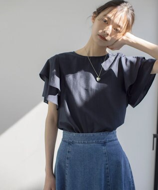 組曲 カールマイヤーフリル ブラウス ネイビー系