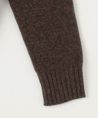 JOSEPH ABBOUD 【イタリア糸使用/軽く暖かい】 ラムウールケーブル柄ショールカラーカーデ カーキ系