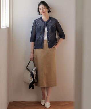 J.PRESS LADIES 【着こなしのポイントに】Traditional print  スクエア スカーフ ネイビー系