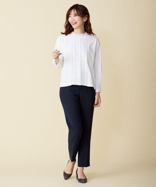 J.PRESS LADIES 【洗える】セラテリーダブルクロス テーパード パンツ ネイビー系