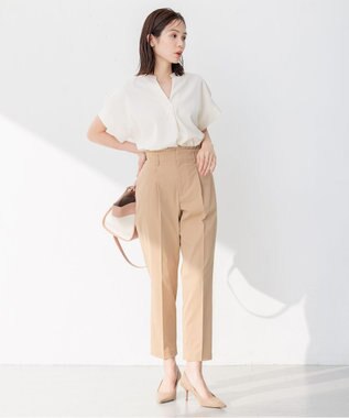 組曲 【ストレッチ・イージーケア】ハイウエストチノ パンツ ベージュ系