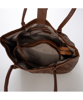 UNBILLION ピークスピーク PEAKS PEAK / ソフトレザーマルチストライプトート ブラウン