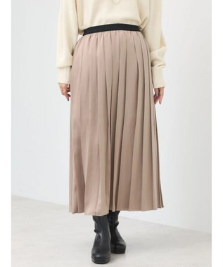 earth music&ecology サテンプリーツスカート Gold