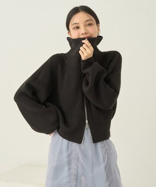 earth music&ecology ＢＩＧカラージップカーディガン Black