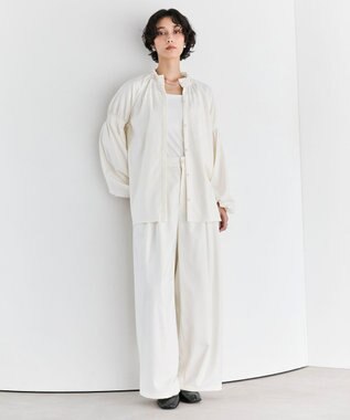 #Newans 【洗濯機可/しわになりにくい】シャーリングネック ボリュームスリーブブラウス オフ