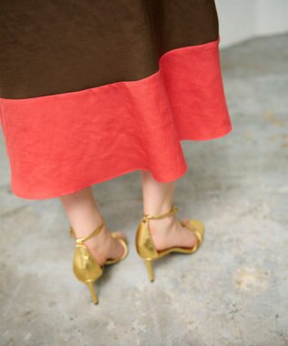 GRACE CONTINENTAL バイカラージップスカート ブラウン