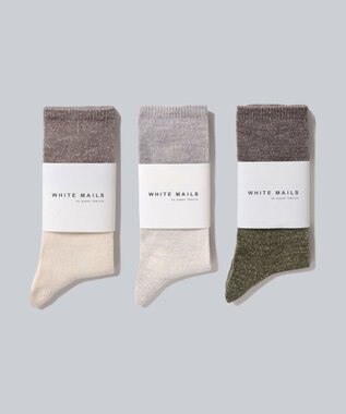 WHITE MAILS 【UNISEX】WOOL MIX PAPER COLOR BLOCK SOCKS ソックス オフホワイト