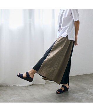 MODE ET JACOMO <D'ICI>ストレッチクロスウェッジサンダル ネイビー