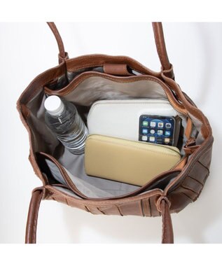 UNBILLION ピークスピーク PEAKS PEAK / ソフトレザーマルチストライプトート ブラウン