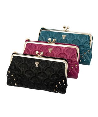 ANNA SUI ピーコック 二つ折り口金長財布 クロ