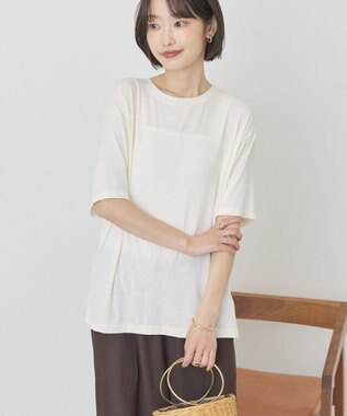 AMERICAN HOLIC 【先行予約】【マルチ機能】配色ステッチルーズTシャツ Ivory