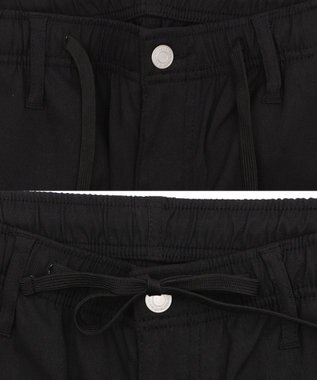 WEGO 【接触冷感/吸水速乾/ストレッチ/ウエスト紐/らくらくのびる/MLサイズ展開】カルゼレギンスアンクルパンツ ブラック