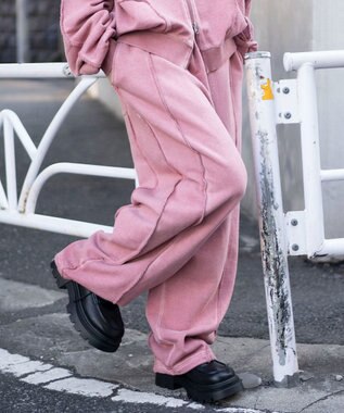 WEGO 【ユニセックス着用ITEM/ウエストゴム】スウィッチングスウェットパンツ ピンク