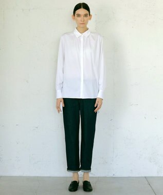 23区 【23区 lab.】ハイカウントコットン ギャザー シャツ ホワイト系