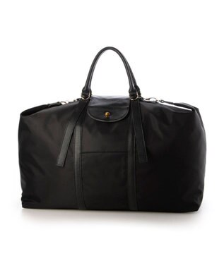 UNBILLION ペルケ perche / ナイロン×牛革かぶせジェムストーン2wayボストンバッグ ブラック