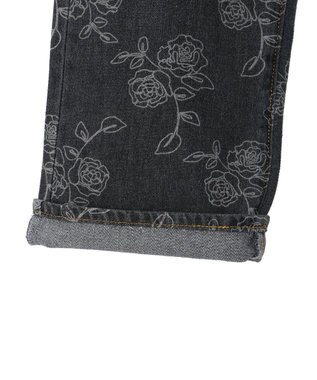 Green Parks ・Ｄｏｕｂｌｅ　Ｆｌａｇｓ　フラワー抜染ストレートデニム Black