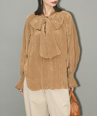 Green Parks ボウタイリボンブラウス Brown