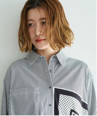 YECCA VECCA スカーフデザインアシメシャツ Stripe