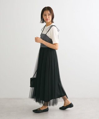 Green Parks ・ＥＬＥＮＣＡＲＥ　ＤＵＥ　チュールドッキングワンピ Charcoal Gray