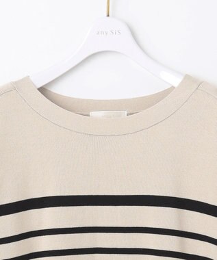 ANY SIS 【洗える】パネルボーダー ニット ベージュベースボーダー