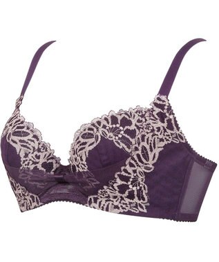 WACOAL 【リボンブラ 脇すっきり】 ブラジャー 脇高設計 着やせシルエット 谷間をメイクしてキープ Gカップまで対応 大きいサイズ レディース BRB433 /ワコール バイオレット