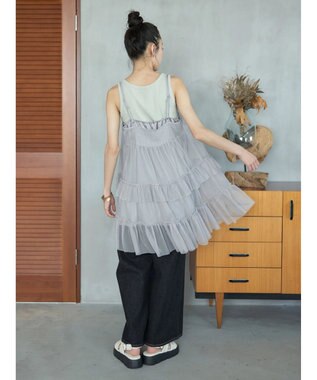 earth music&ecology チュールミニキャミワンピース Gray
