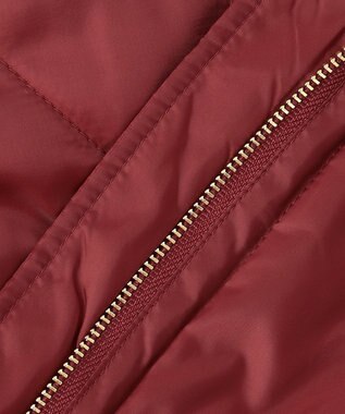 自由区 L 【洗える】ブライトキルト フード付きコート レッド系