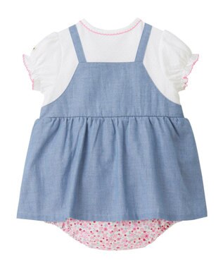 MIKI HOUSE HOT BISCUITS 【70-80cm】 ジャンパースカート風 ショートオール ブルー