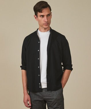 【シワになりにくい/洗える】ＴＣブロード シャツ_バンドカラー