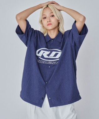 WEGO 【ユニセックス着用ITEM】リップストップグラフィックシャツ（SS） ネイビー