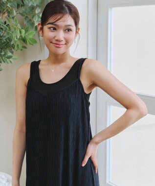 Tiaclasse 【洗える】カップ付きタンクトップ＆キャミソール タンクトップ：ブラック