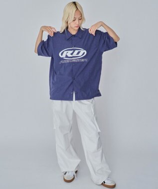 WEGO 【ユニセックス着用ITEM】リップストップグラフィックシャツ（SS） ネイビー