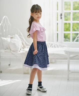 組曲 KIDS 【UVケア】【110-140㎝】フレアラッフル Tシャツ ピンク