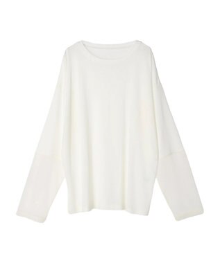 Green Parks 袖チュールドッキングシアープルオーバー Off White