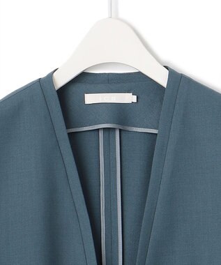 ICB L 【UVケア・洗える】ウール2WAYストレッチ ノーカラージャケット ダルブルー系