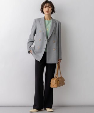 23区 L ストレッチダブルクロス フレアパンツ ブラック系